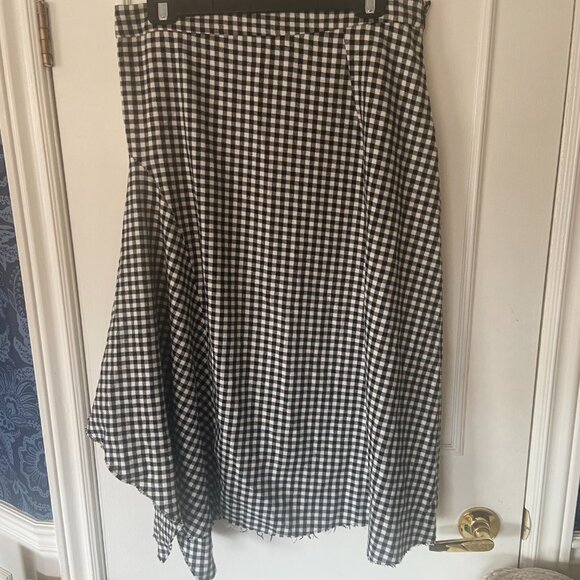 Zara Woven Gingham Check Asymmetric Hem Skirt - Size XL - Picture 7 of 13